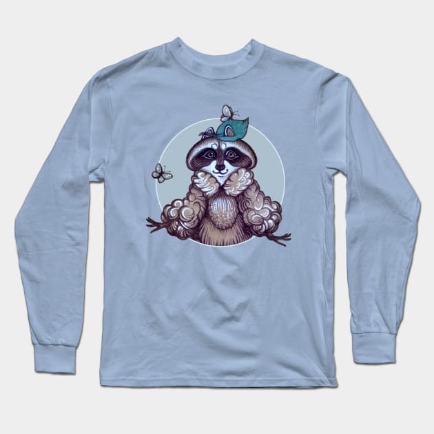 Gentle Raccoon Long Sleeve T-Shirt by Yulla